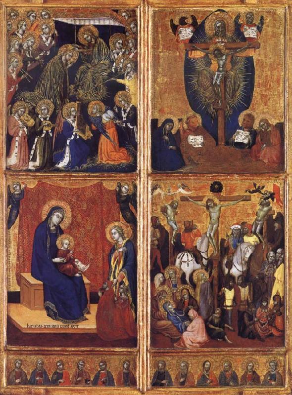 Barnaba Da Modena THe Coronation of the Virgin ,the trinity,the tirgin and child,the Crucifixion